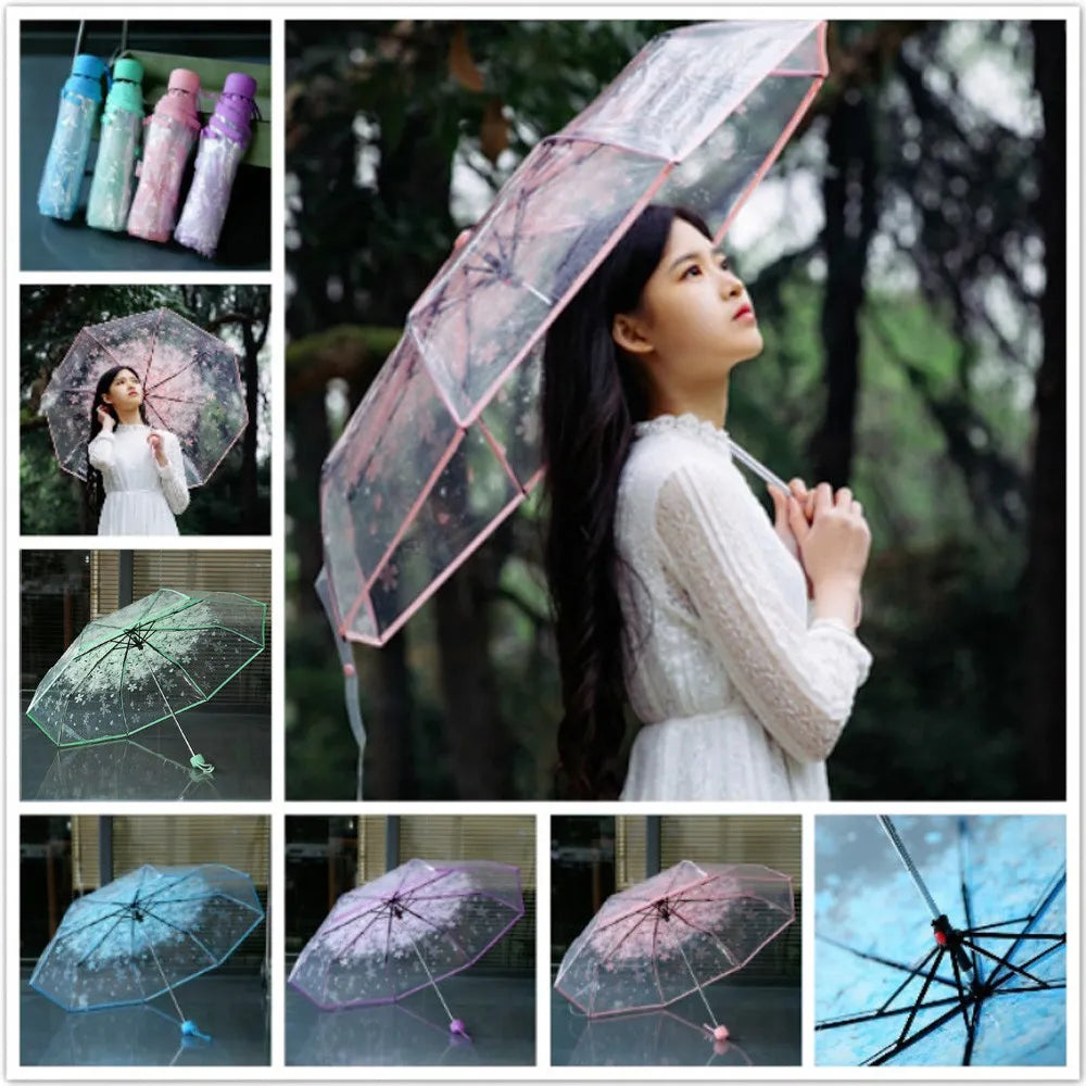 Romantic Transparent Flower Umbrella