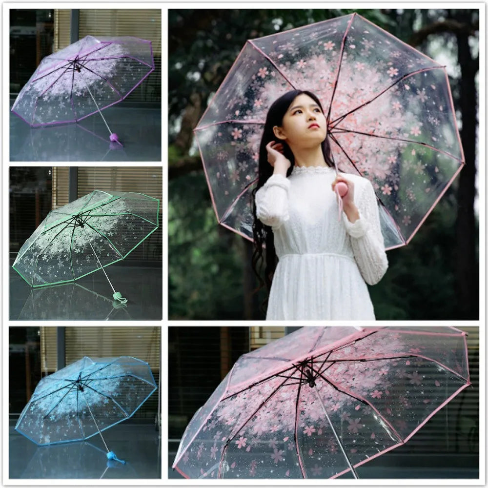 Romantic Transparent Flower Umbrella