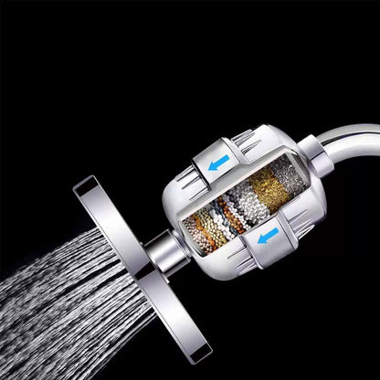 20-Stage Shower Head Filter-Shower Head Filter for Hard Water, Replaceable Cartridges, High Output Shower Water Filter for Removing Chlorine and fluoride, Polished Chrome