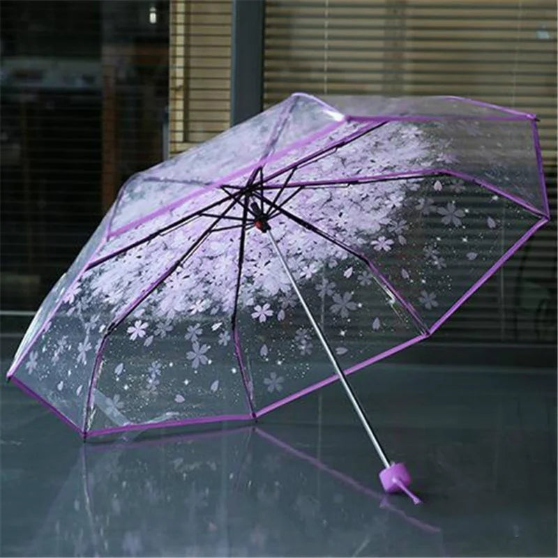 Romantic Transparent Flower Umbrella