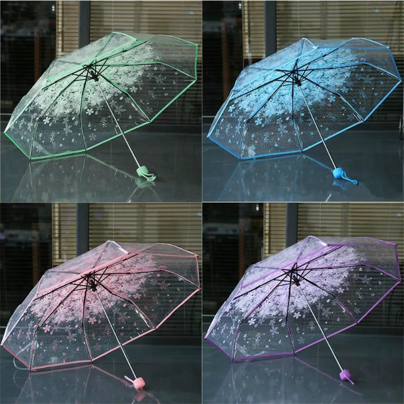 Romantic Transparent Flower Umbrella